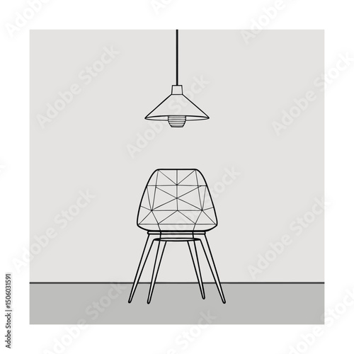 Wireframe Dining Chair with Seat Cushion
