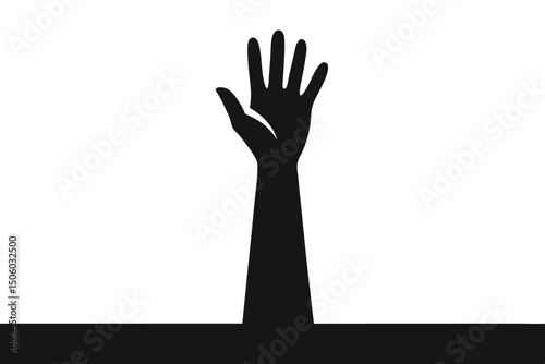high contrast silhouette, arm reaching up, minimalist, dramatic lighting, dark background
