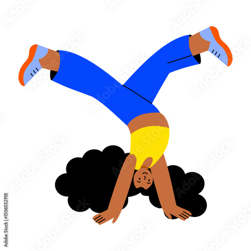 A flat style illustration showing breakdancer