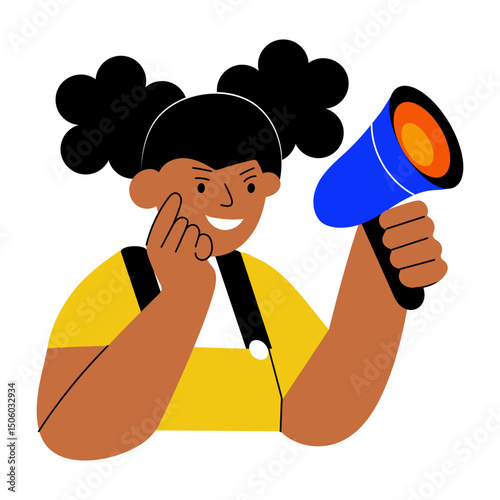 A flat style illustration showing activist holding sound maker