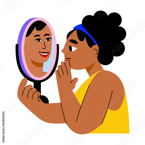 A flat style illustration showing a person doing self love
