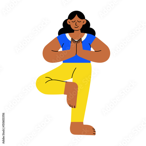 A flat style illustration showing a person doing yoga pose