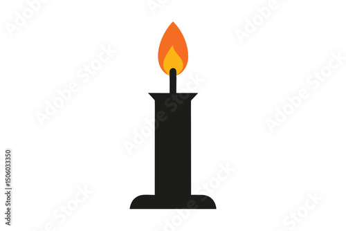 candle, black wax, orange flame, simple, minimalist, realistic, 3d render, high detail
