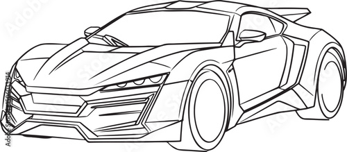 Sports Car Outline vector isolated On Transparent Background