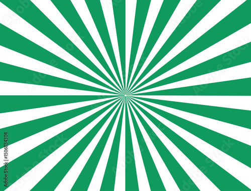 Striped Abstract vector background. Green and white rays from the middle.