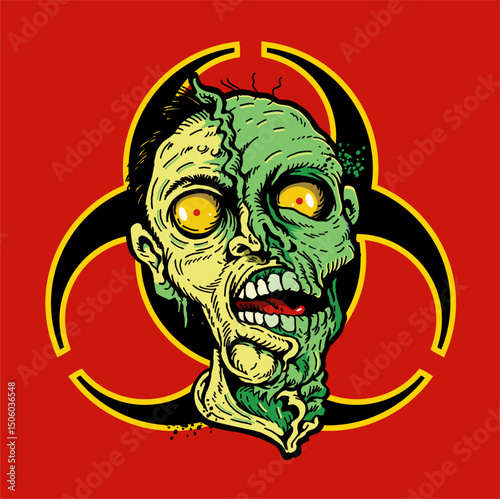 biohazard zombie design used for horror signs or halloween decorations