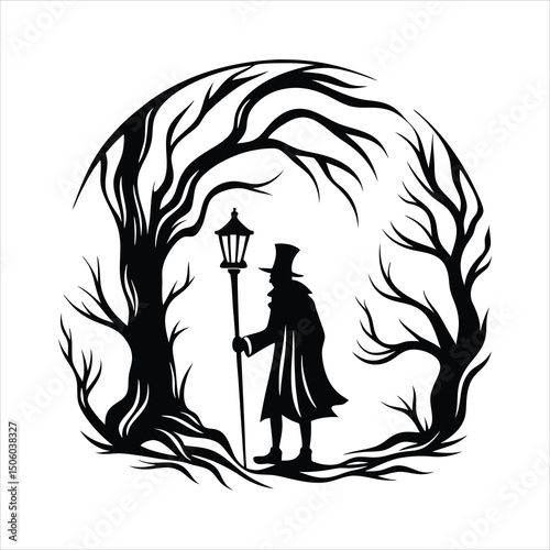 vampire leaning on cane  victorian outfit  foggy a
