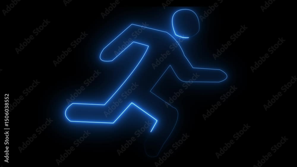 Animation video of a animated man runing n a green screen