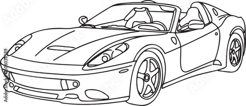 Sports Car Outline vector isolated On Transparent Background