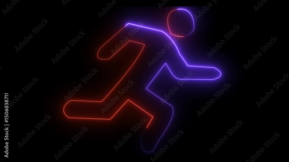 Animation video of a animated man runing n a green screen