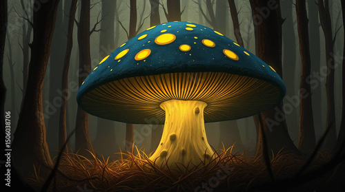  mushroom in the jungle, glowing mushroom in the night background