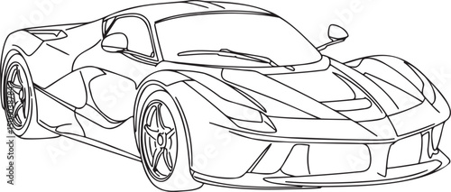 Sports Car Outline vector isolated On Transparent Background