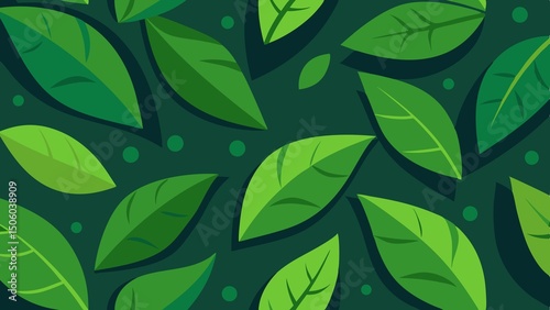 Vector illustration of green leaves arranged as an appealing background texture design