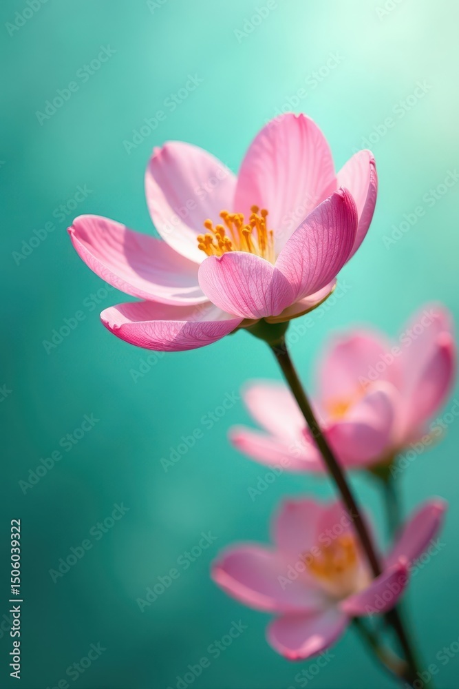 Fototapeta premium Abstract spring bloom; teal and seafoam green gradient, nature, airy, backdrop