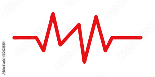 Hearbeat red line. Vector isolated illustration.Abstract wave. Pulse red vector trace. EKG cardio line red symbol.Medical and Healthy concept vector symbol.Red Heartbeat Line Graph on White Background