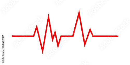 Hearbeat red line. Vector isolated illustration.Abstract wave. Pulse red vector trace. EKG cardio line red symbol.Medical and Healthy concept vector symbol.Red Heartbeat Line Graph on White Background