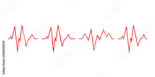 Hearbeat red line. Vector isolated illustration.Abstract wave. Pulse red vector trace. EKG cardio line red symbol.Medical and Healthy concept vector symbol.Red Heartbeat Line Graph on White Background