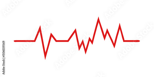 Hearbeat red line. Vector isolated illustration.Abstract wave. Pulse red vector trace. EKG cardio line red symbol.Medical and Healthy concept vector symbol.Red Heartbeat Line Graph on White Background