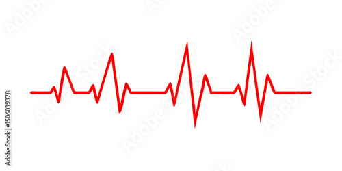Hearbeat red line. Vector isolated illustration.Abstract wave. Pulse red vector trace. EKG cardio line red symbol.Medical and Healthy concept vector symbol.Red Heartbeat Line Graph on White Background