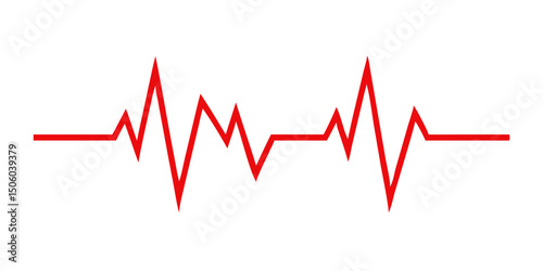 Hearbeat red line. Vector isolated illustration.Abstract wave. Pulse red vector trace. EKG cardio line red symbol.Medical and Healthy concept vector symbol.Red Heartbeat Line Graph on White Background