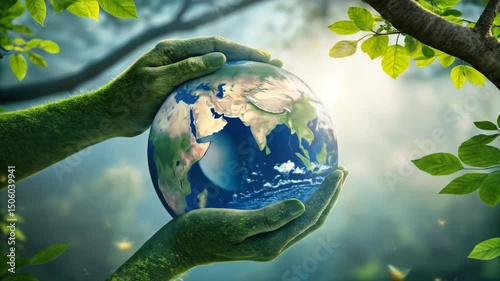 Save earth environmental protection sustainability nature conservation green energy climate change hands world 100
