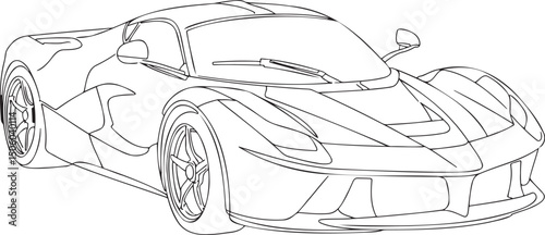 Sports Car Outline vector isolated On Transparent Background