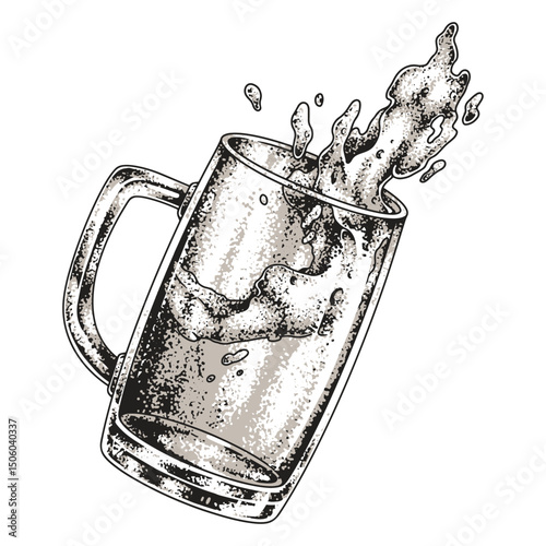 Pouring beer into a glass from an angle