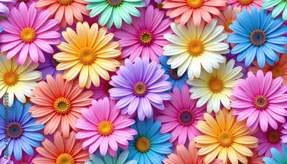 Fototapeta premium Colorful Vibrant Flower Pattern Ideal for Tileable Background Design