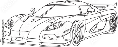Sports Car Outline vector isolated On Transparent Background