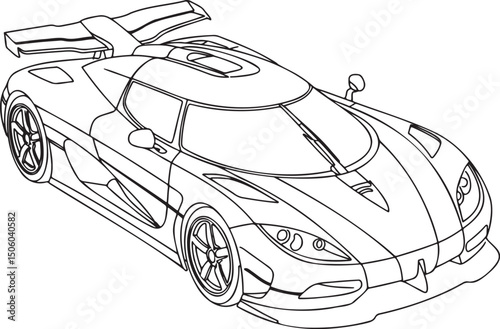 Sports Car Outline vector isolated On Transparent Background