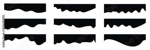 Set of Dividers Shapes collection. Abstract curve top headline, wavy decorative border symbol.