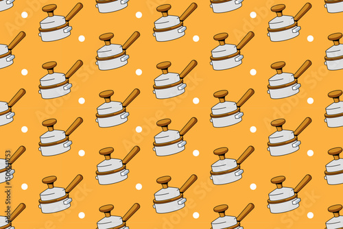 portafilter pressed coffee illustration colorful seamless pattern on yellow background. espresso tamper doodle seamless pattern background for coffee shop, cafes, beverage, roastery, restaurant