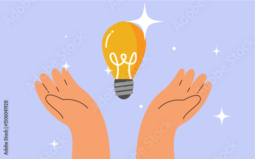 Hand holding a bright lightbulb, symbolizing a creative business idea or innovative solution