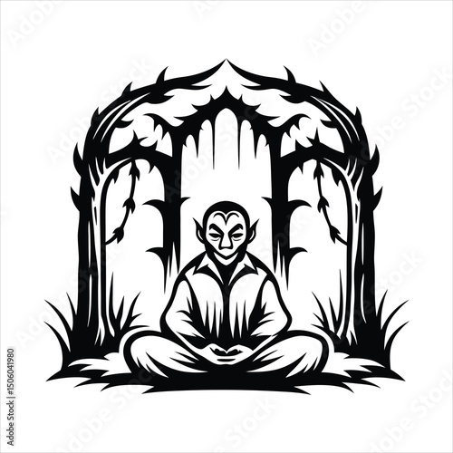vampire meditating in ancient ruins  blood magic