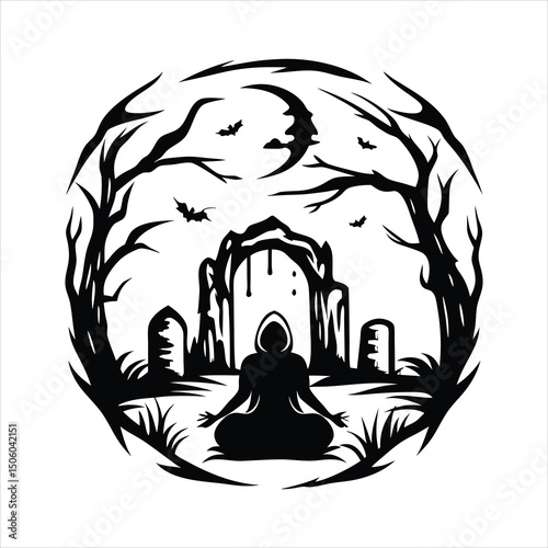 vampire meditating in ancient ruins  blood magic
