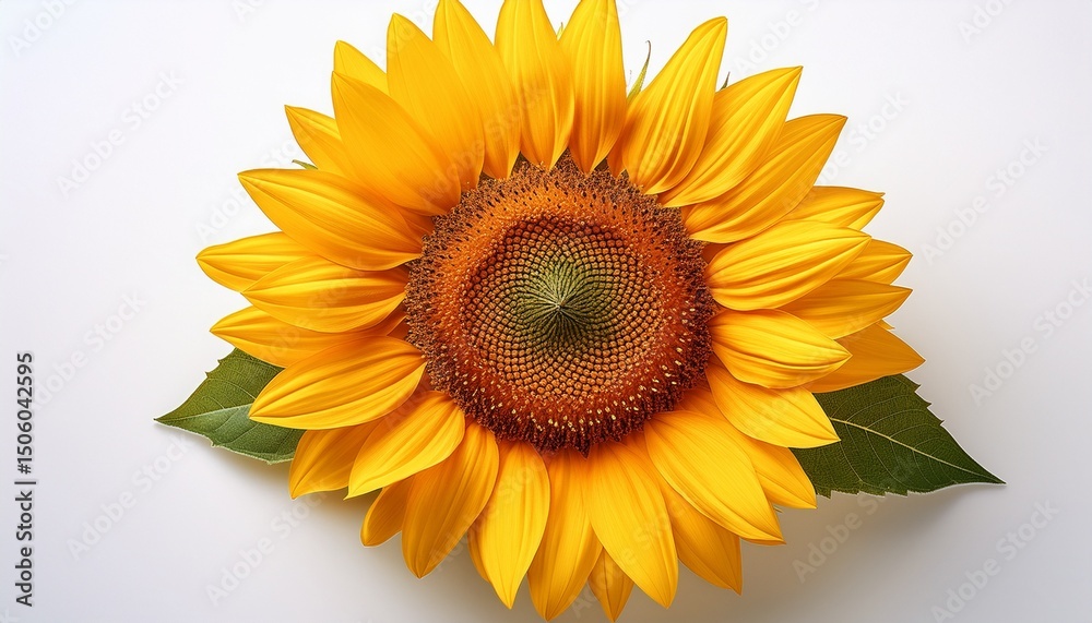 Fototapeta premium vibrant sunflower showcasing bright yellow petals and a textured center isolated on a white background