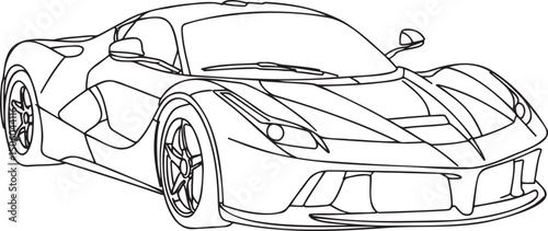 Sports Car Outline vector isolated On Transparent Background