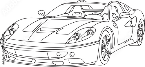 Sports Car Outline vector isolated On Transparent Background