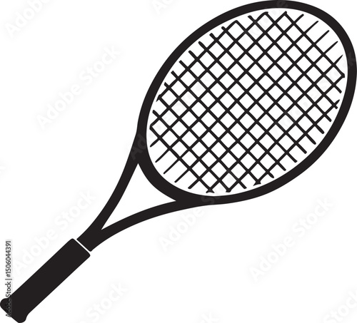 Tennis racket vector, icon, white background

