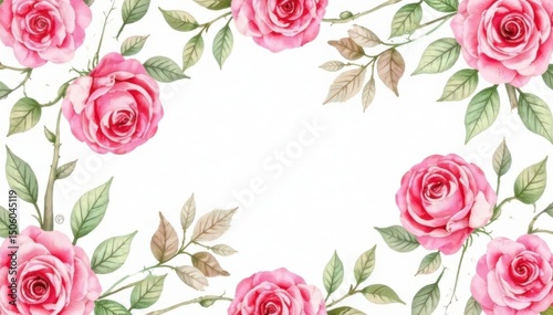 Delicate watercolor roses & leaves, repeating seamlessly , watercolor, seamless, blossom