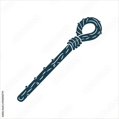 Gnarled Blackthorn Walking Stick Vector Illustration