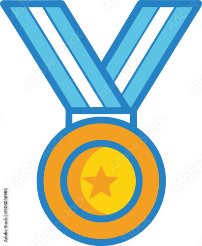 gold medal with ribbon