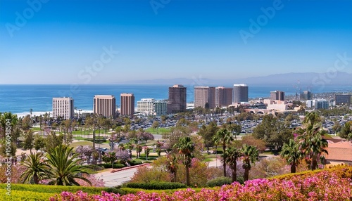 springtime view of the costa mesa california skyline