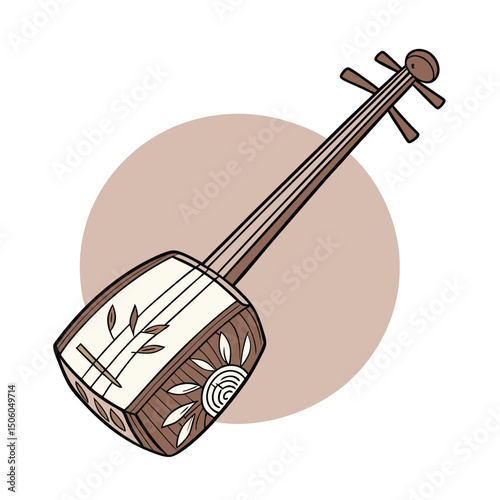 Shamisen Instrument vector art illustration. music instrument rock, jazz silhouette. music band vector illustration icons set Vector design.