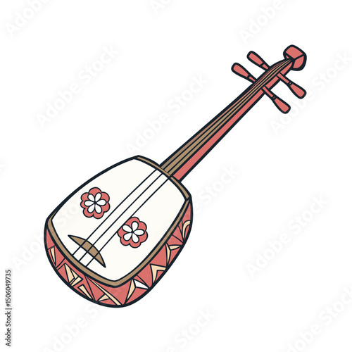 Shamisen Instrument vector art illustration. music instrument rock, jazz silhouette. music band vector illustration icons set Vector design.