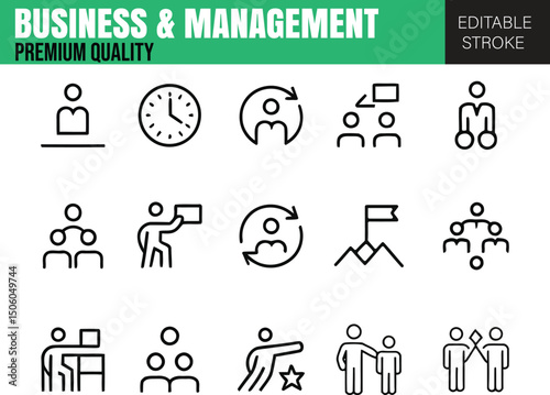 Business and management line icons set Vector illustrator