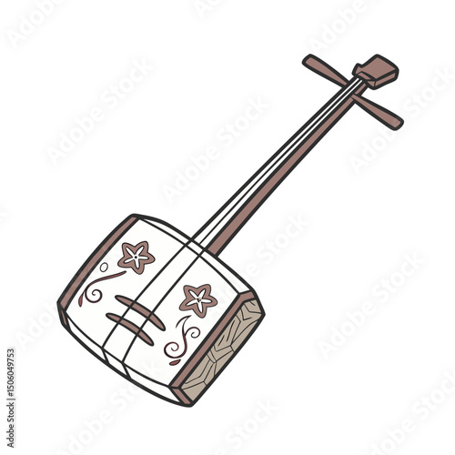 Shamisen Instrument vector art illustration. music instrument rock, jazz silhouette. music band vector illustration icons set Vector design.