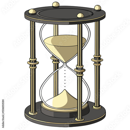 A digital illustration of a classic hourglass with sand flowing inside, symbolizing the passage of time.