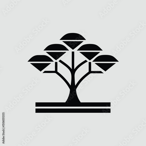 umbrella tree icon set vector