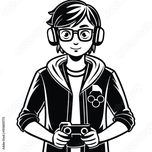 Gamer in hoodie holding a controller